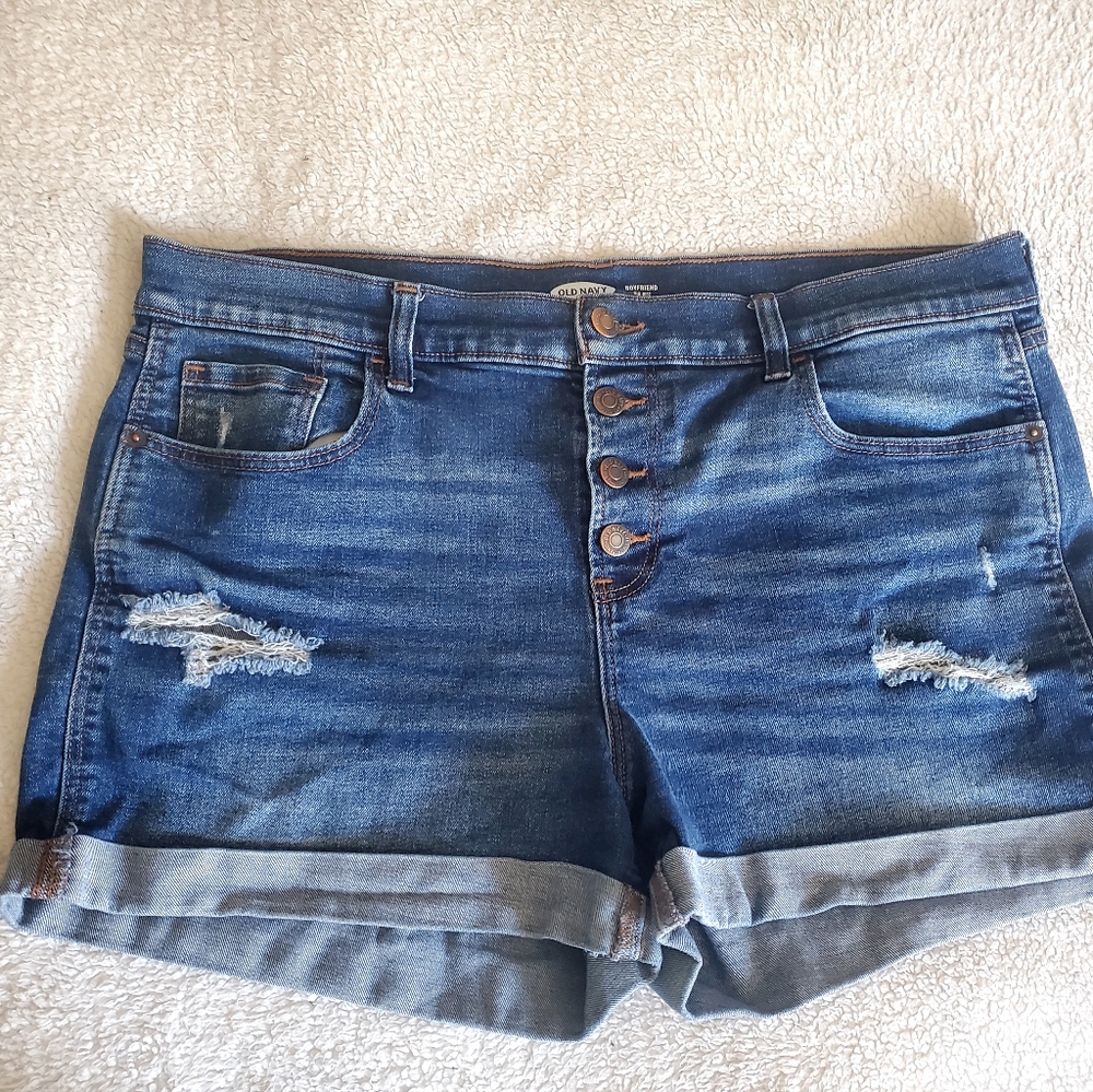 Old Navy Jean Shorts Distressed Button Fly Summer Casual Fun